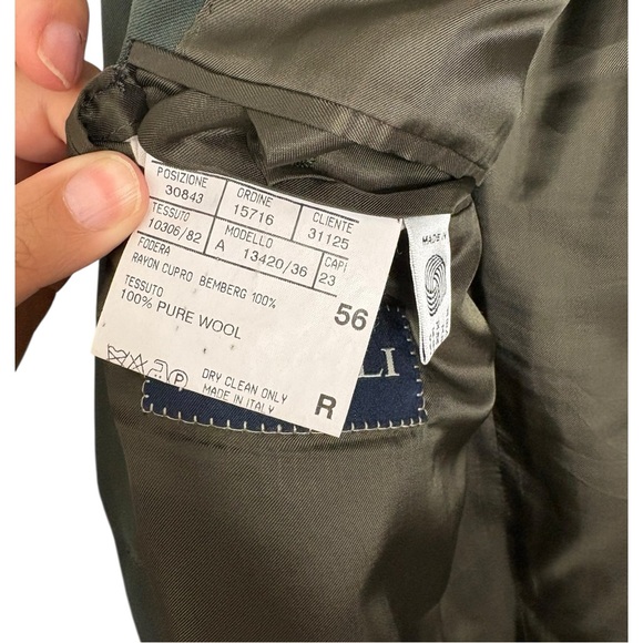 Canali Blazer 56R green sport coat double breasted jacket 100% wool - Picture 4 of 9